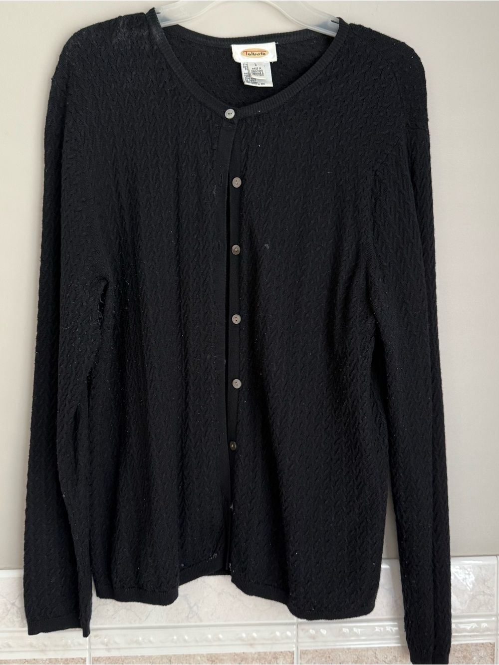 Talbots Women's Black Button-Front Knit Sweater